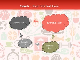 A Variety Of Sports Related Items On A White And Red Background PowerPoint Template