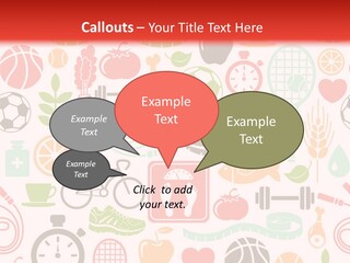A Variety Of Sports Related Items On A White And Red Background PowerPoint Template