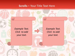 A Variety Of Sports Related Items On A White And Red Background PowerPoint Template