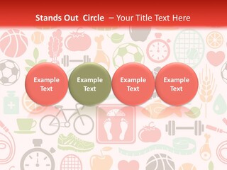 A Variety Of Sports Related Items On A White And Red Background PowerPoint Template