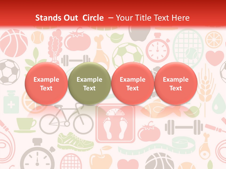 A Variety Of Sports Related Items On A White And Red Background PowerPoint Template