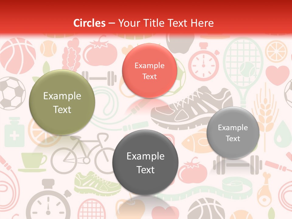 A Variety Of Sports Related Items On A White And Red Background PowerPoint Template