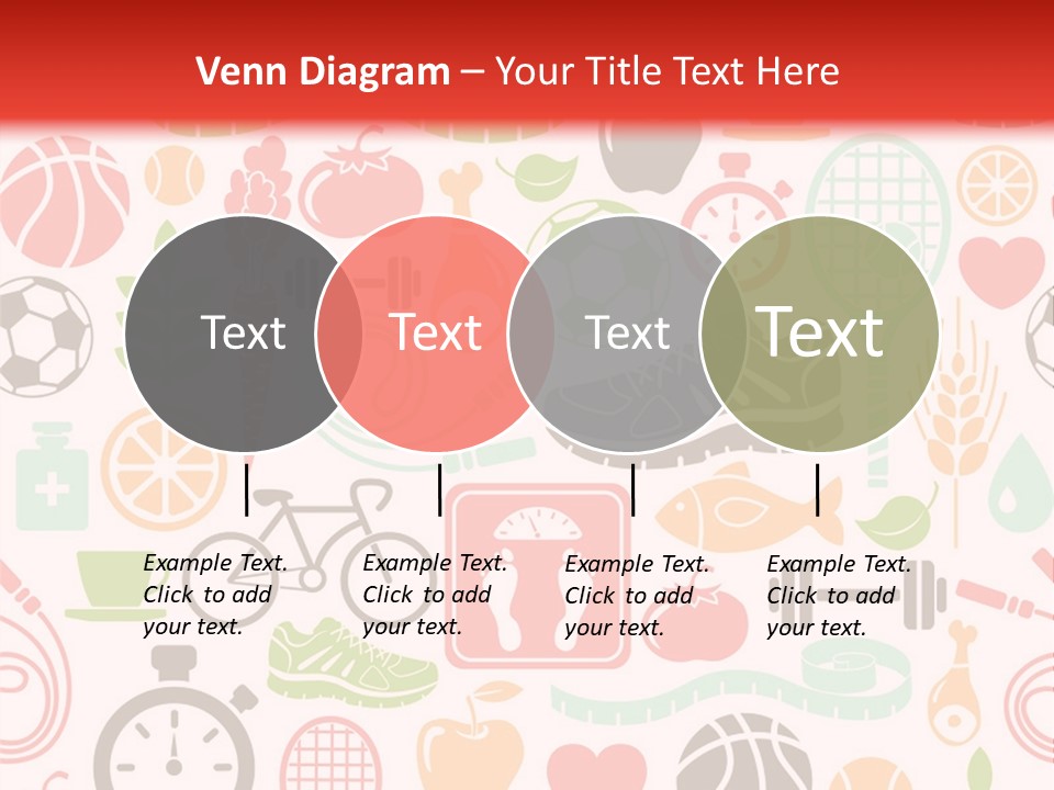 A Variety Of Sports Related Items On A White And Red Background PowerPoint Template