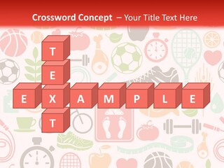 A Variety Of Sports Related Items On A White And Red Background PowerPoint Template