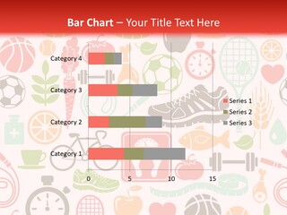 A Variety Of Sports Related Items On A White And Red Background PowerPoint Template