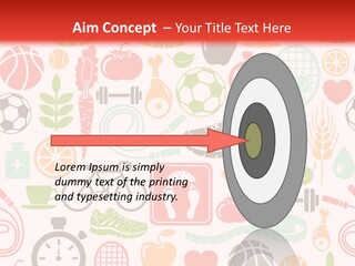 A Variety Of Sports Related Items On A White And Red Background PowerPoint Template