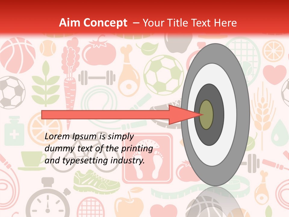 A Variety Of Sports Related Items On A White And Red Background PowerPoint Template
