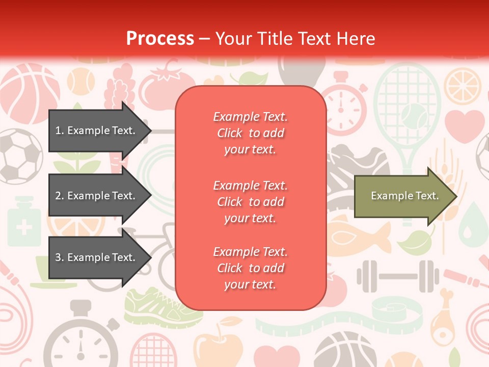 A Variety Of Sports Related Items On A White And Red Background PowerPoint Template
