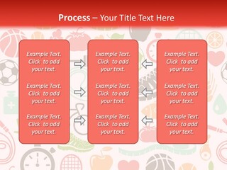 A Variety Of Sports Related Items On A White And Red Background PowerPoint Template