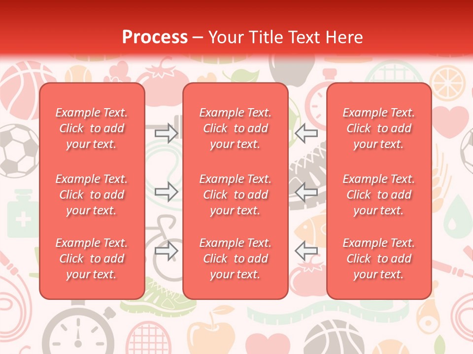 A Variety Of Sports Related Items On A White And Red Background PowerPoint Template