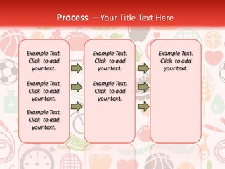 A Variety Of Sports Related Items On A White And Red Background PowerPoint Template