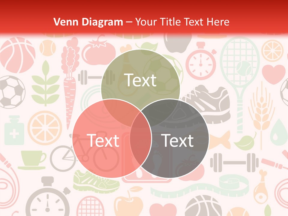A Variety Of Sports Related Items On A White And Red Background PowerPoint Template