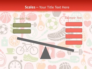 A Variety Of Sports Related Items On A White And Red Background PowerPoint Template