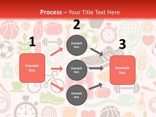 A Variety Of Sports Related Items On A White And Red Background PowerPoint Template