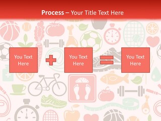 A Variety Of Sports Related Items On A White And Red Background PowerPoint Template