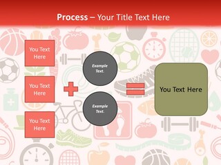 A Variety Of Sports Related Items On A White And Red Background PowerPoint Template