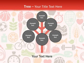 A Variety Of Sports Related Items On A White And Red Background PowerPoint Template