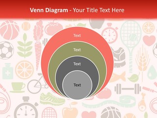 A Variety Of Sports Related Items On A White And Red Background PowerPoint Template
