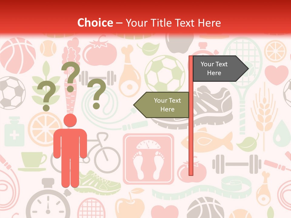 A Variety Of Sports Related Items On A White And Red Background PowerPoint Template