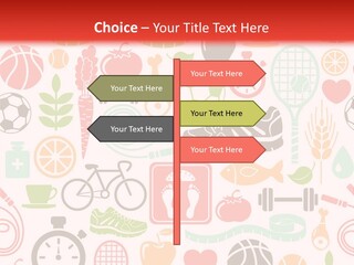 A Variety Of Sports Related Items On A White And Red Background PowerPoint Template