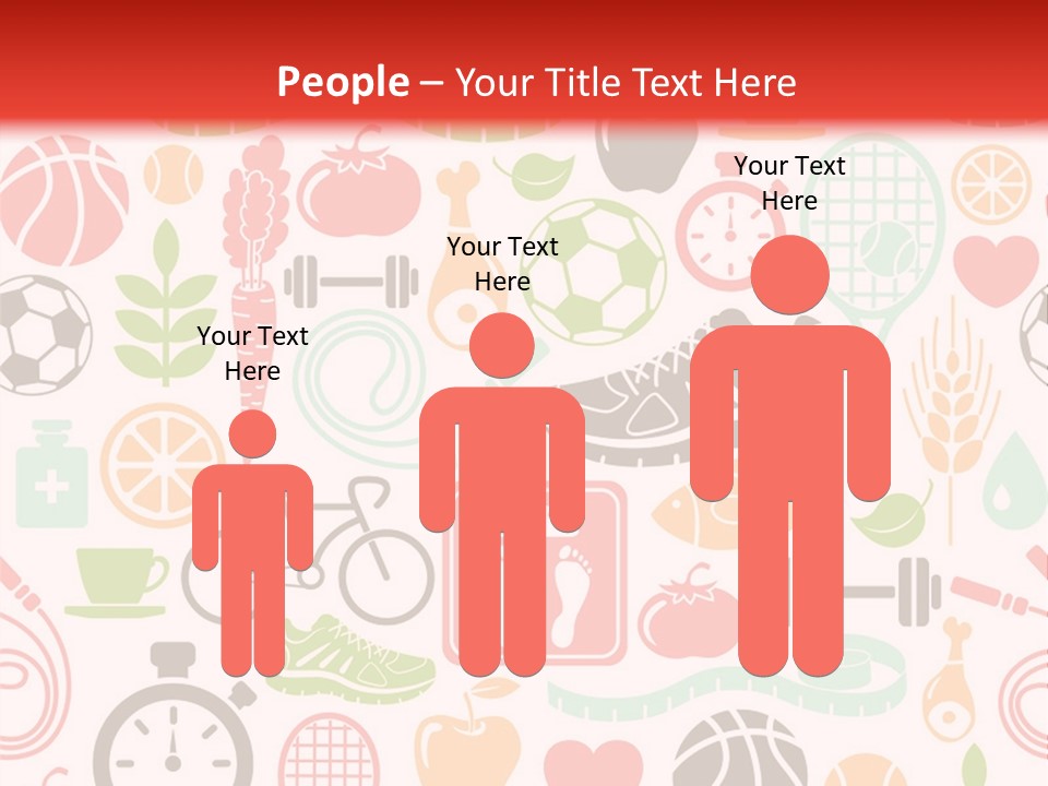 A Variety Of Sports Related Items On A White And Red Background PowerPoint Template