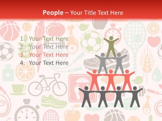 A Variety Of Sports Related Items On A White And Red Background PowerPoint Template