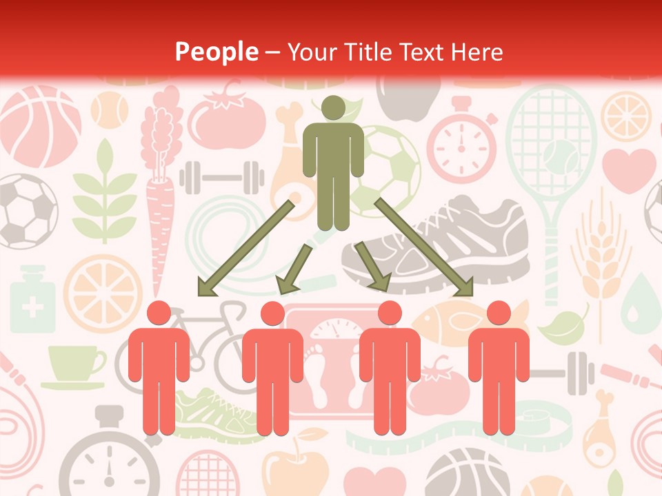 A Variety Of Sports Related Items On A White And Red Background PowerPoint Template