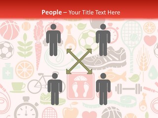 A Variety Of Sports Related Items On A White And Red Background PowerPoint Template