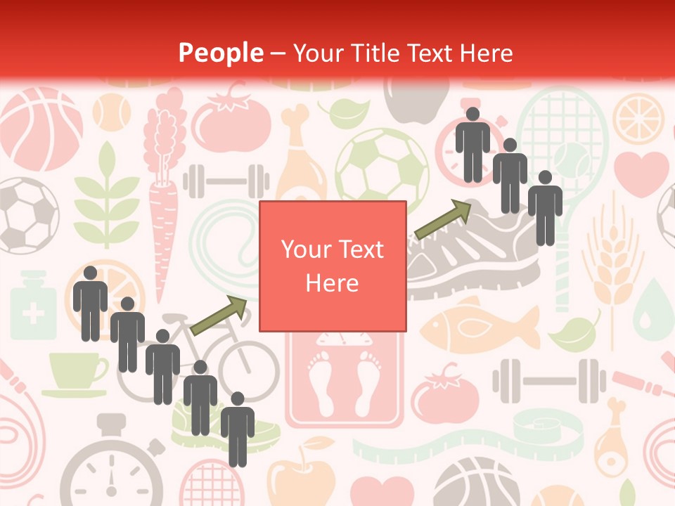 A Variety Of Sports Related Items On A White And Red Background PowerPoint Template