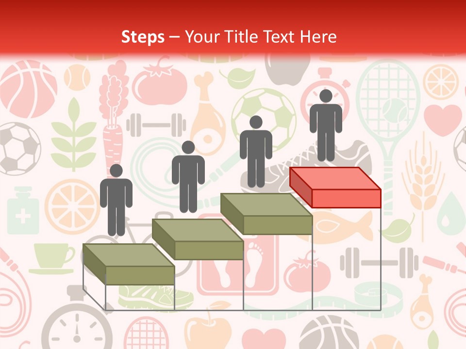 A Variety Of Sports Related Items On A White And Red Background PowerPoint Template