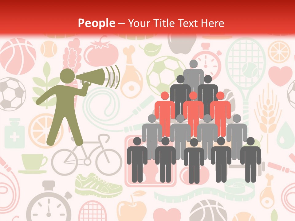 A Variety Of Sports Related Items On A White And Red Background PowerPoint Template