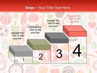 A Variety Of Sports Related Items On A White And Red Background PowerPoint Template