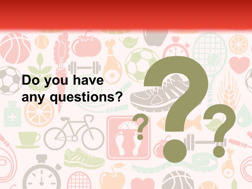A Variety Of Sports Related Items On A White And Red Background PowerPoint Template