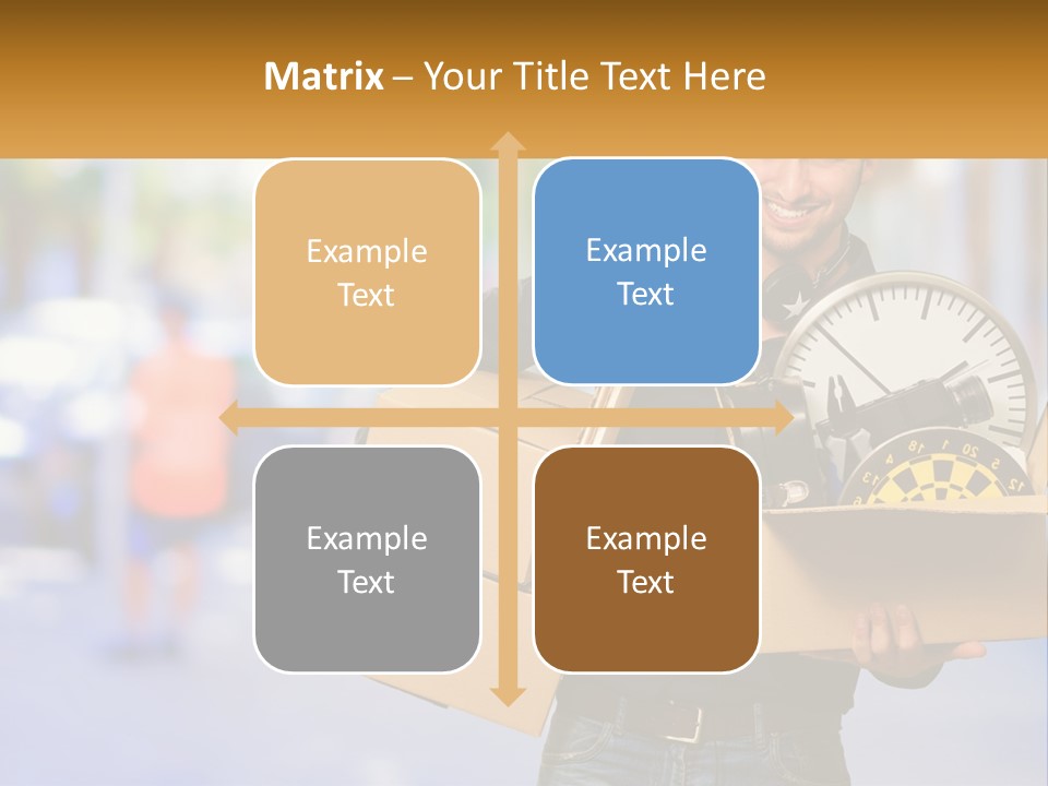 A Man Holding A Box With A Clock Inside Of It PowerPoint Template