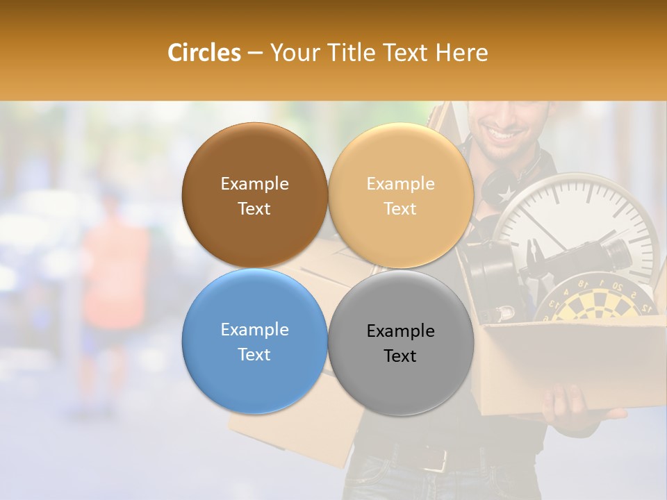 A Man Holding A Box With A Clock Inside Of It PowerPoint Template