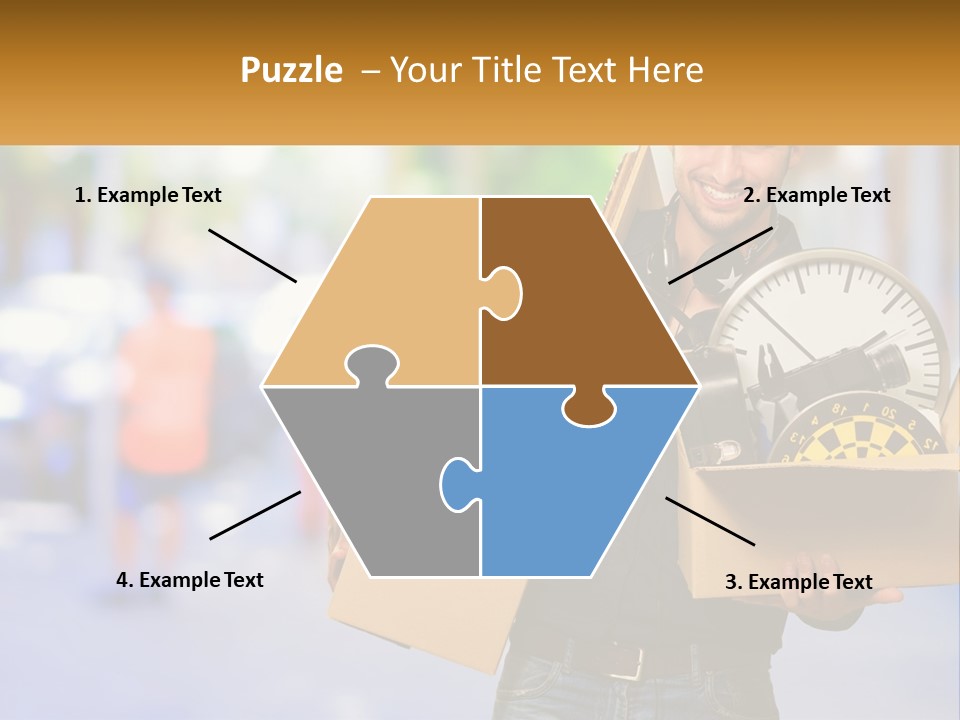 A Man Holding A Box With A Clock Inside Of It PowerPoint Template