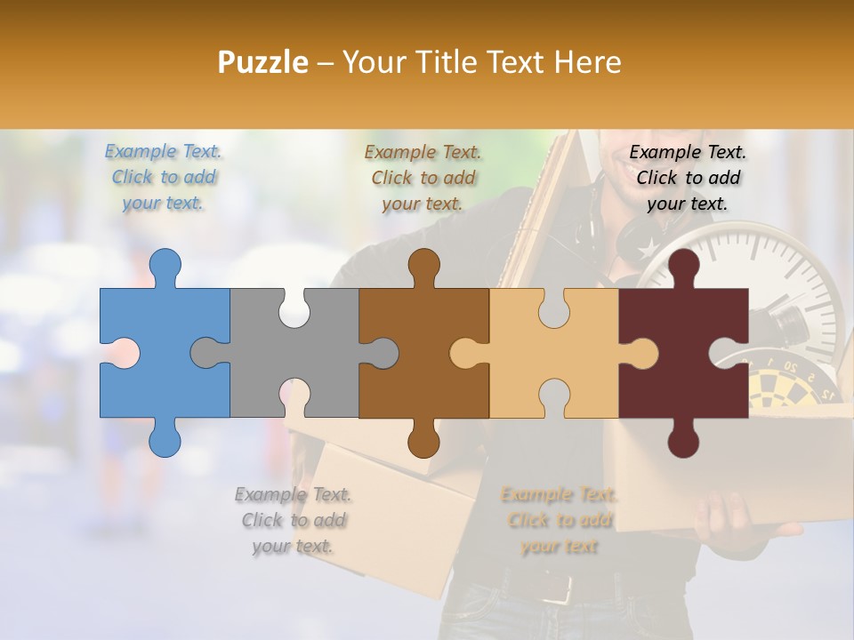 A Man Holding A Box With A Clock Inside Of It PowerPoint Template