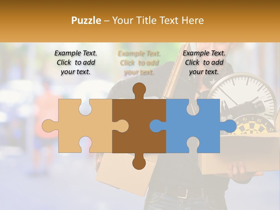 A Man Holding A Box With A Clock Inside Of It PowerPoint Template