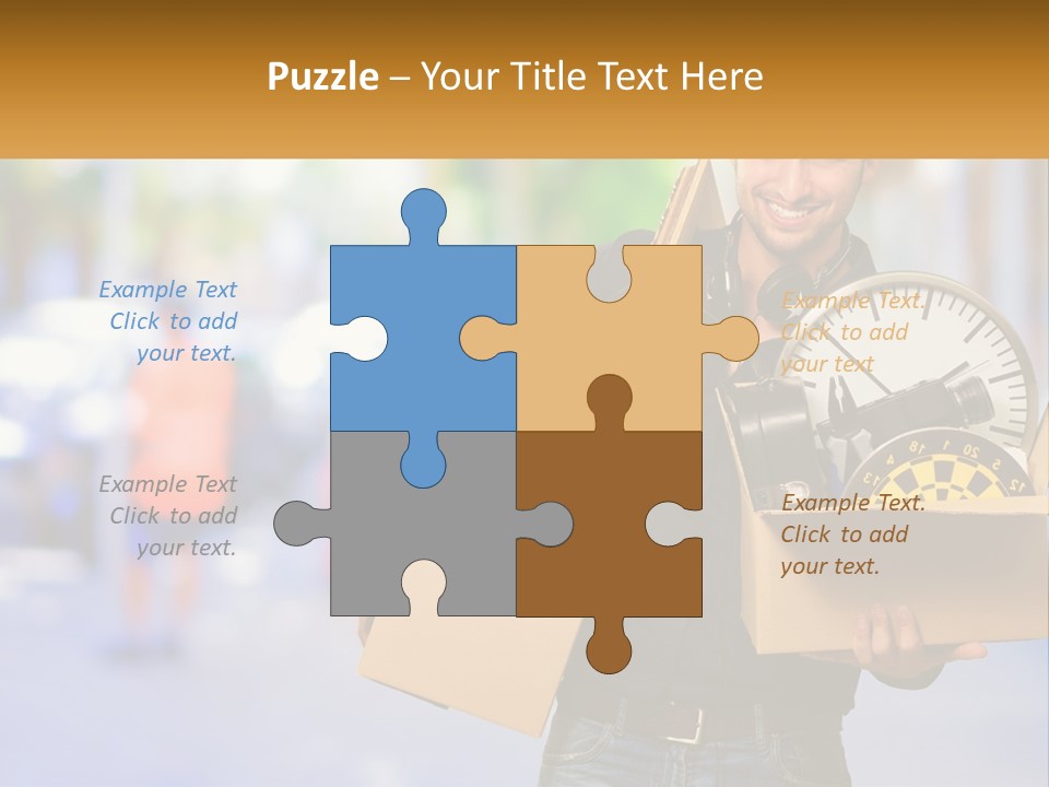 A Man Holding A Box With A Clock Inside Of It PowerPoint Template