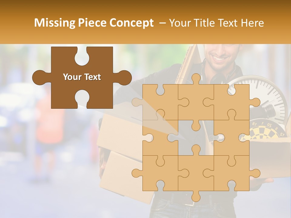 A Man Holding A Box With A Clock Inside Of It PowerPoint Template