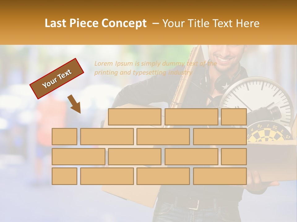 A Man Holding A Box With A Clock Inside Of It PowerPoint Template