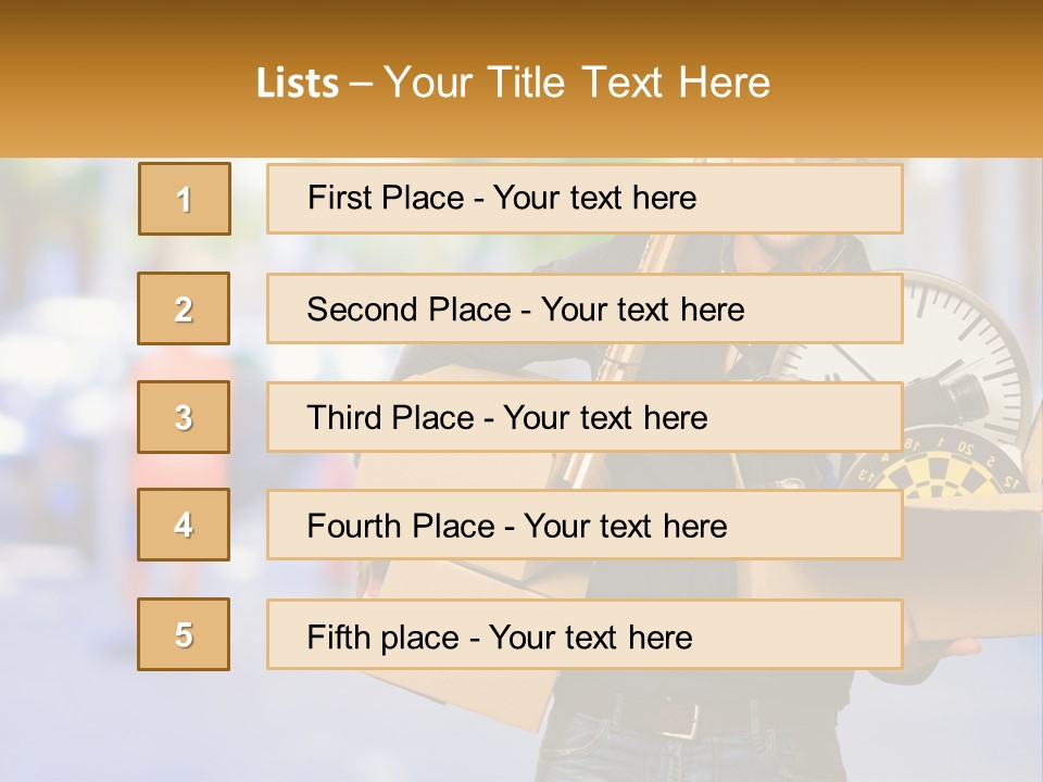 A Man Holding A Box With A Clock Inside Of It PowerPoint Template