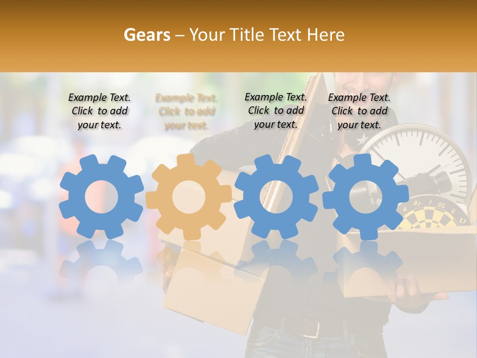 A Man Holding A Box With A Clock Inside Of It PowerPoint Template