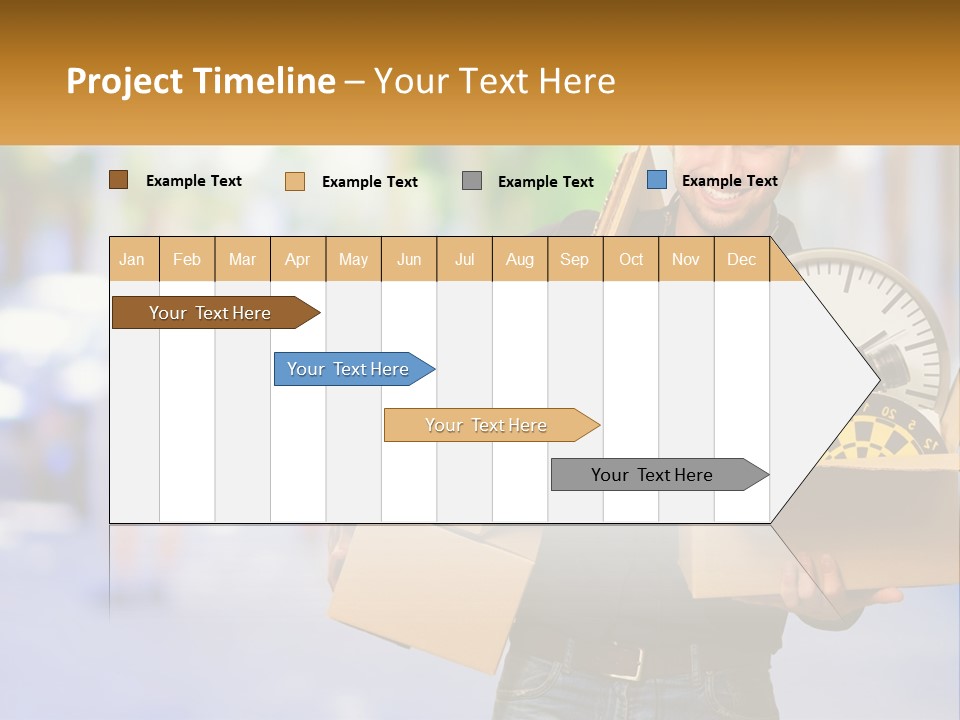 A Man Holding A Box With A Clock Inside Of It PowerPoint Template