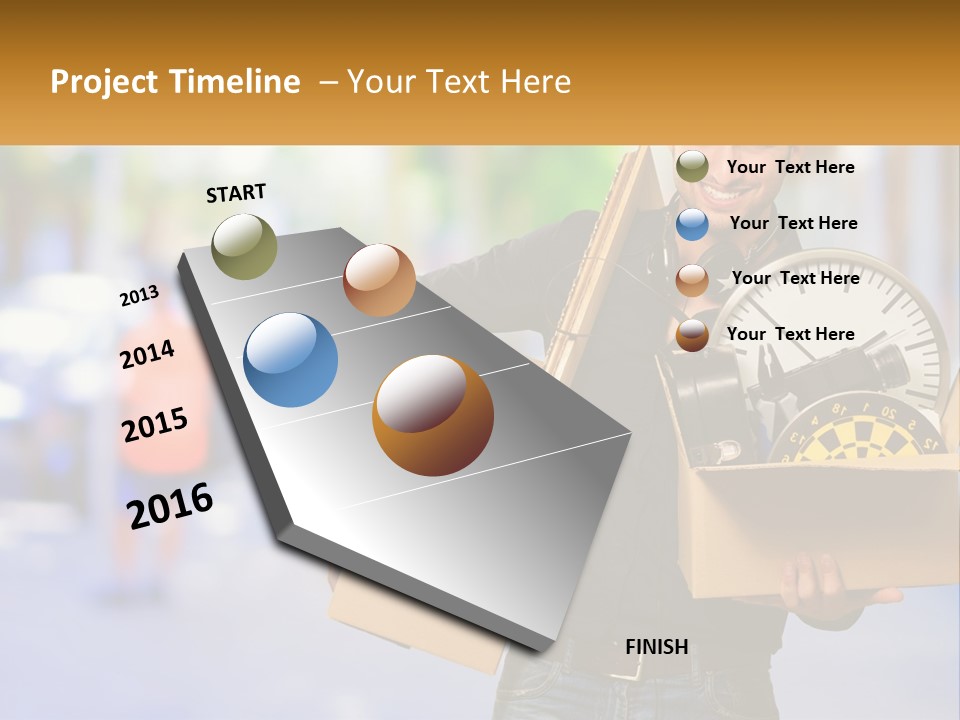 A Man Holding A Box With A Clock Inside Of It PowerPoint Template