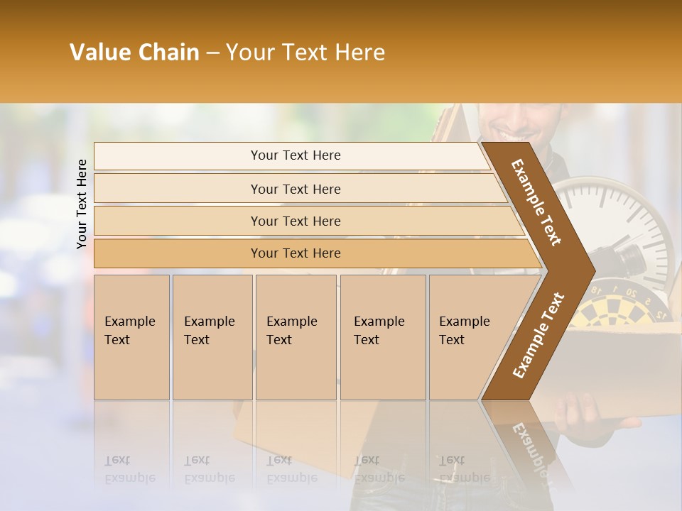 A Man Holding A Box With A Clock Inside Of It PowerPoint Template