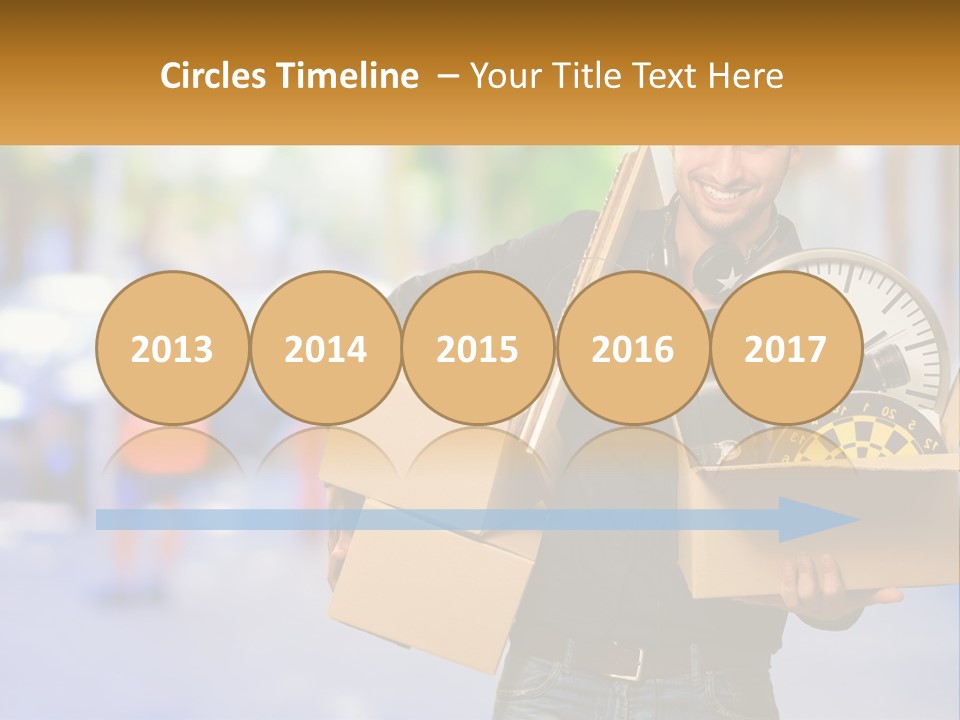 A Man Holding A Box With A Clock Inside Of It PowerPoint Template