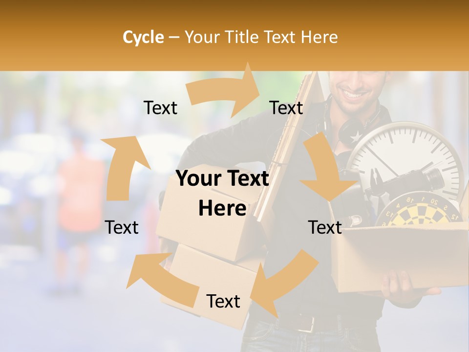 A Man Holding A Box With A Clock Inside Of It PowerPoint Template