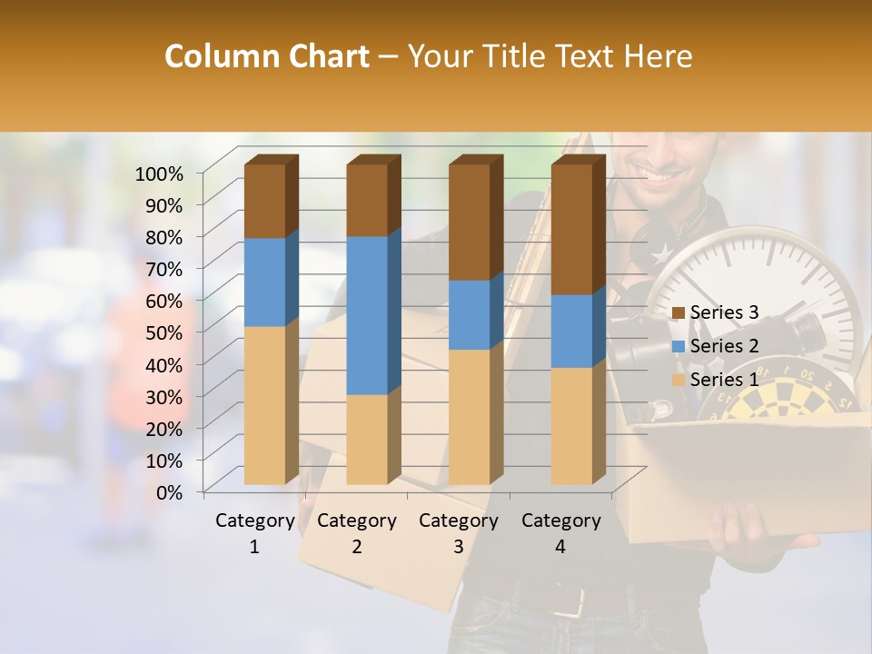 A Man Holding A Box With A Clock Inside Of It PowerPoint Template