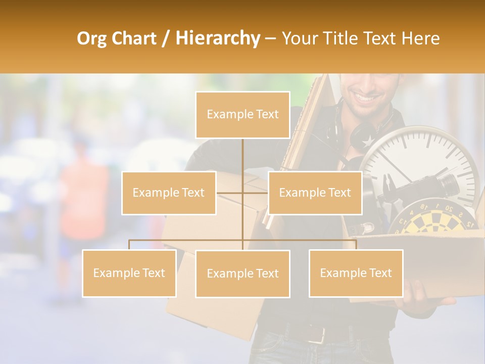 A Man Holding A Box With A Clock Inside Of It PowerPoint Template